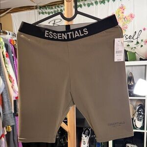 Fear of God Essentials Olive biker Shorts